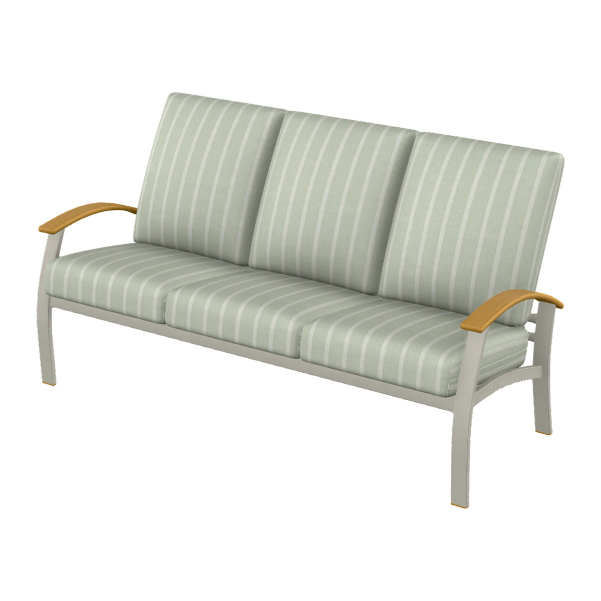 Belle Isle Cushion Sofa — Warm Grey PC / Teak Accents