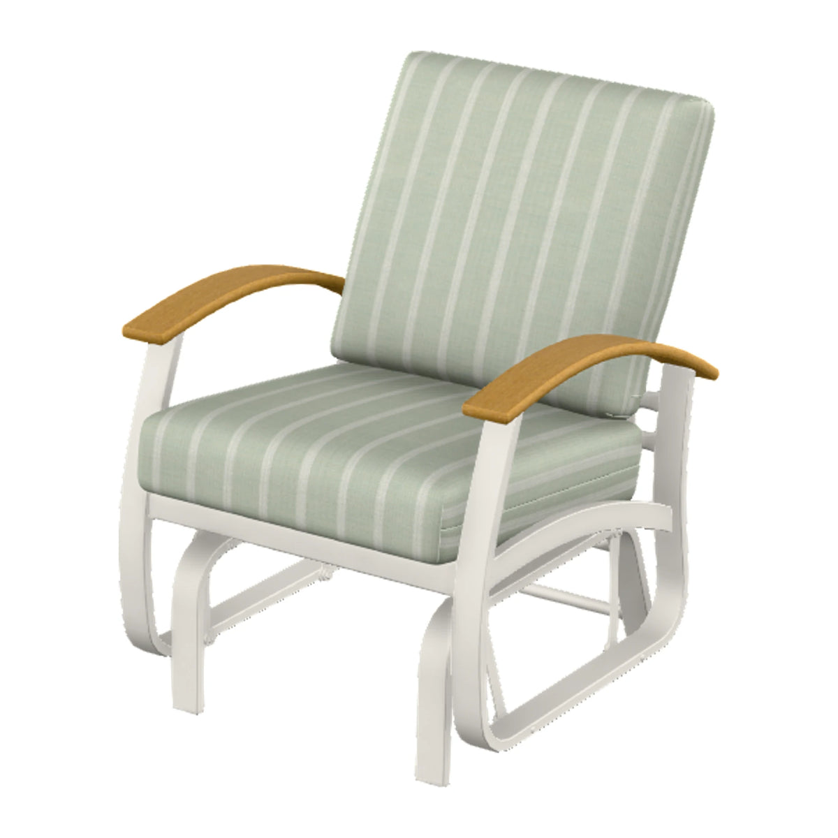 Belle Isle Cushion Single-Seat Glider — Snow PC / Teak Accents