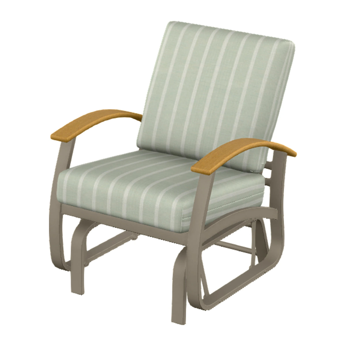 Belle Isle Cushion Single-Seat Glider — Storm PC / Teak Accents