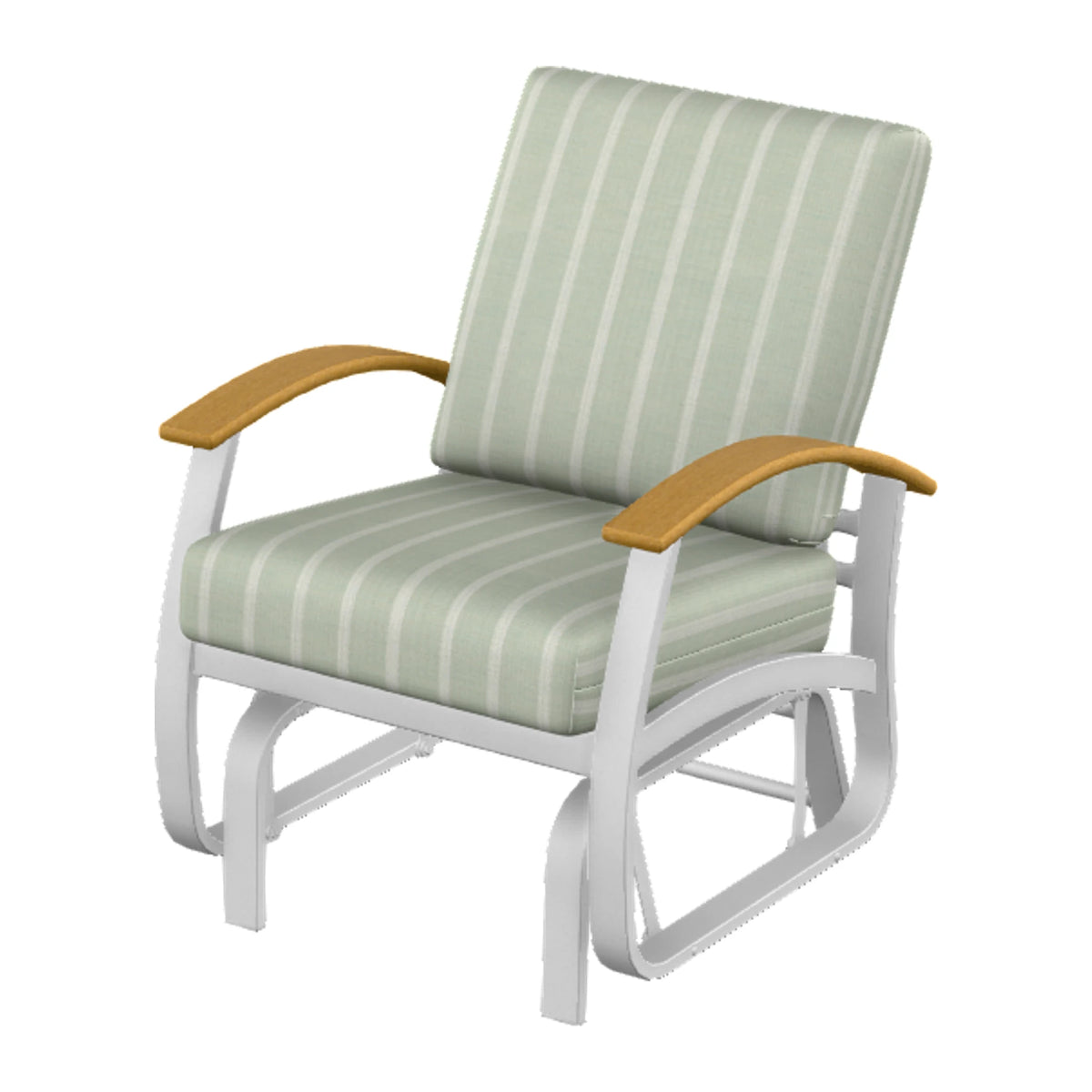 Belle Isle Cushion Single-Seat Glider — White Txt PC / Teak Accents