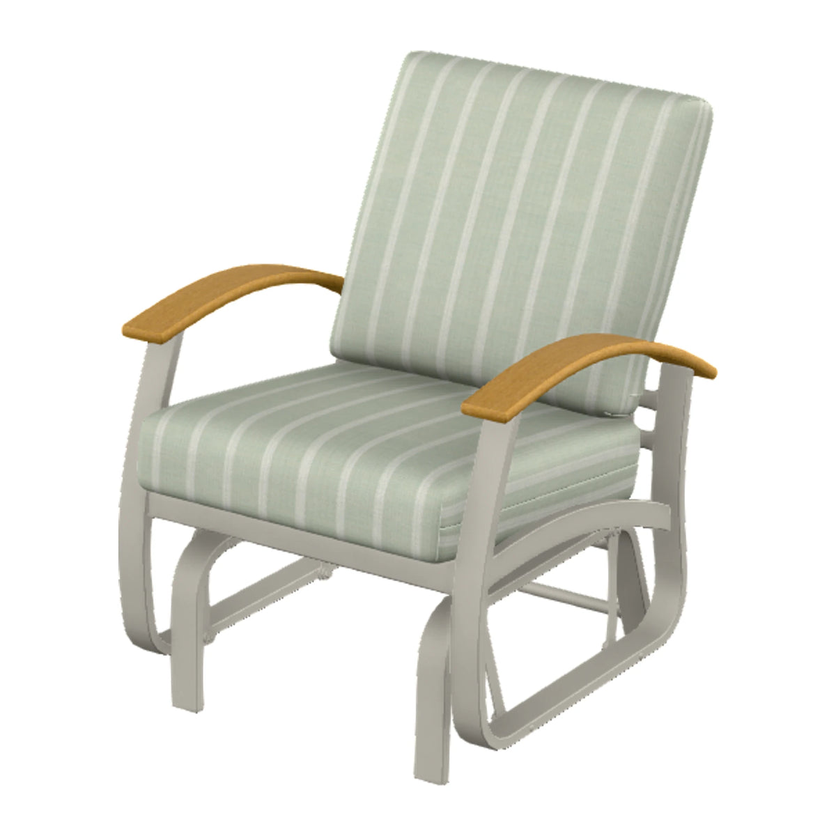 Belle Isle Cushion Single-Seat Glider — Warm Grey PC / Teak Accents
