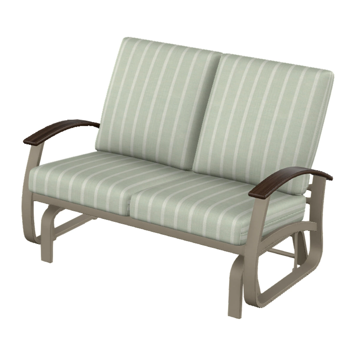 Belle Isle Cushion Loveseat Glider — Storm PC / Chestnut Accents