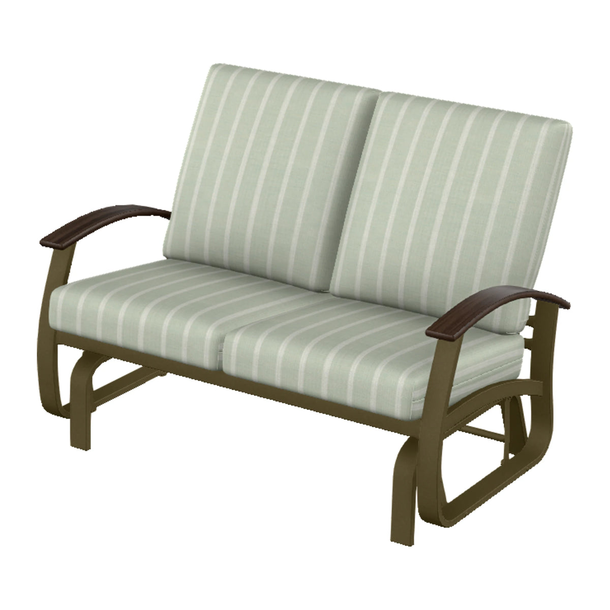 Belle Isle Cushion Loveseat Glider — Beachwood PC / Chestnut Accents