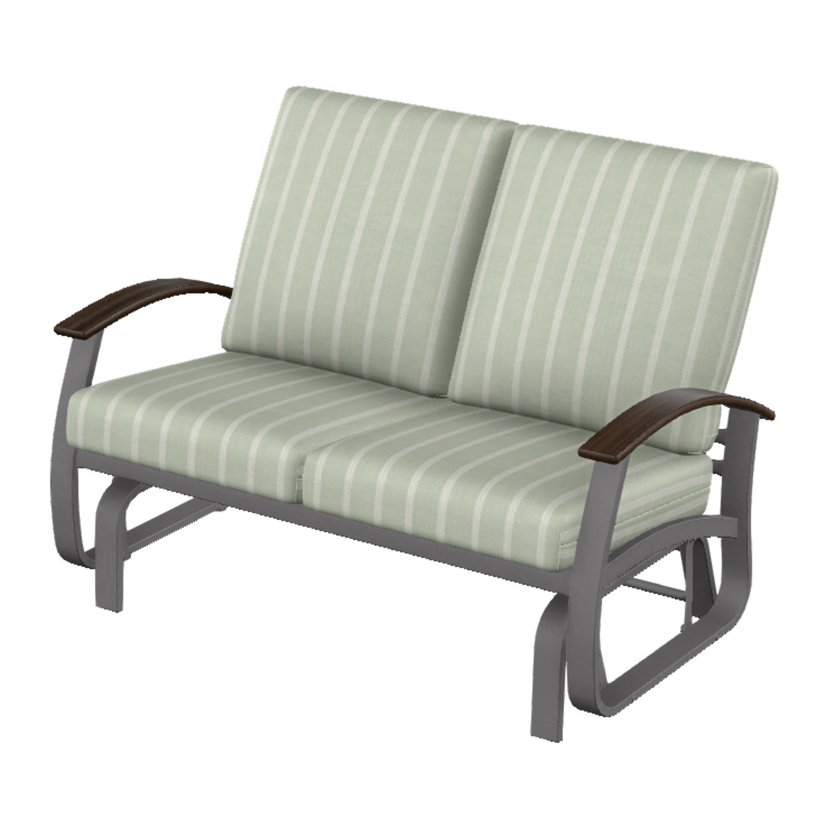 Belle Isle Cushion Loveseat Glider — Graphite Txt PC / Chestnut Accents