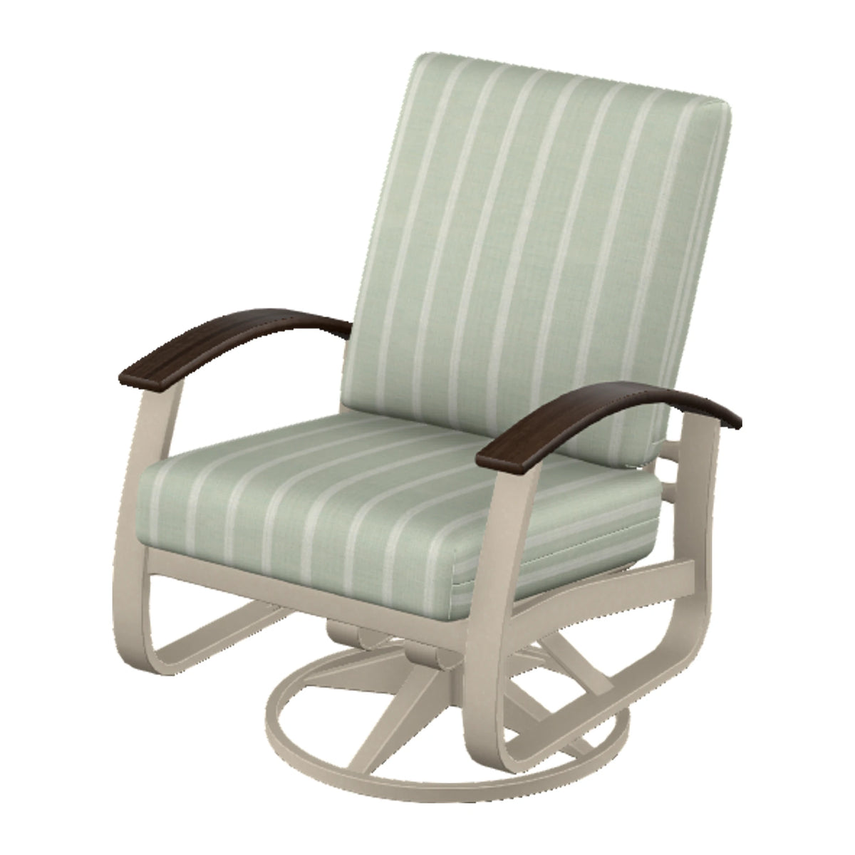 Belle Isle Cushion Swivel Rocker — Desert Sand PC / Chestnut Accents