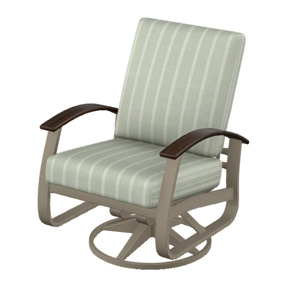 Belle Isle Cushion Swivel Rocker — Storm PC / Chestnut Accents