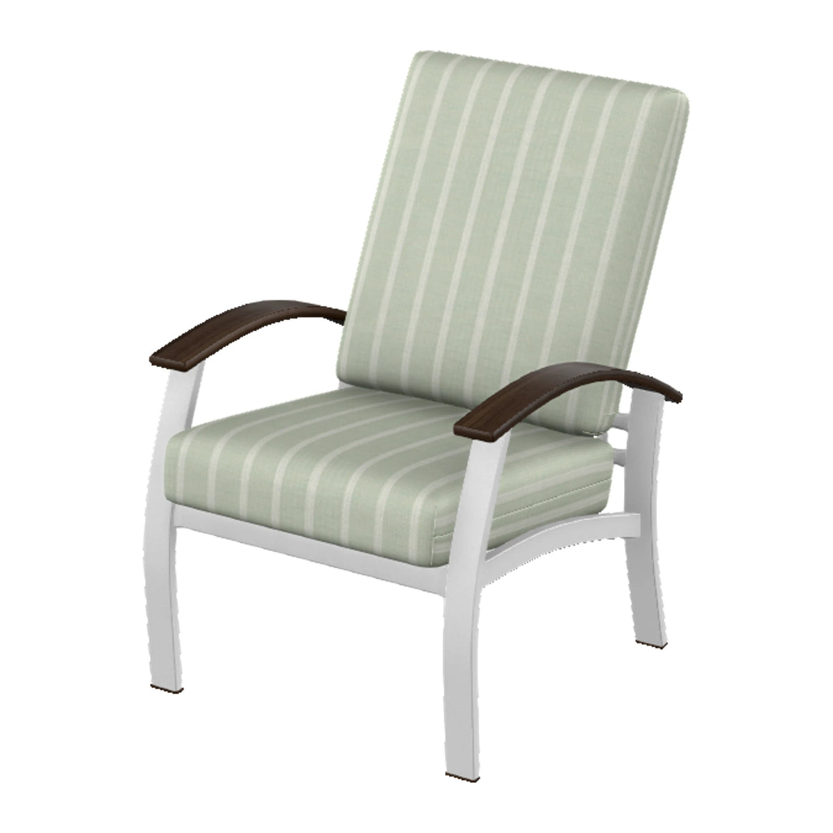 Belle Isle Cushion Armchair — White Txt PC / Chestnut Accents