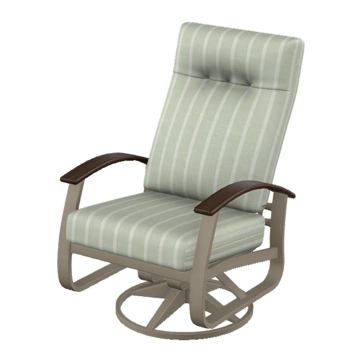 Belle Isle Cushion Supreme Height Swivel Rocker — Storm PC / Chestnut Accents