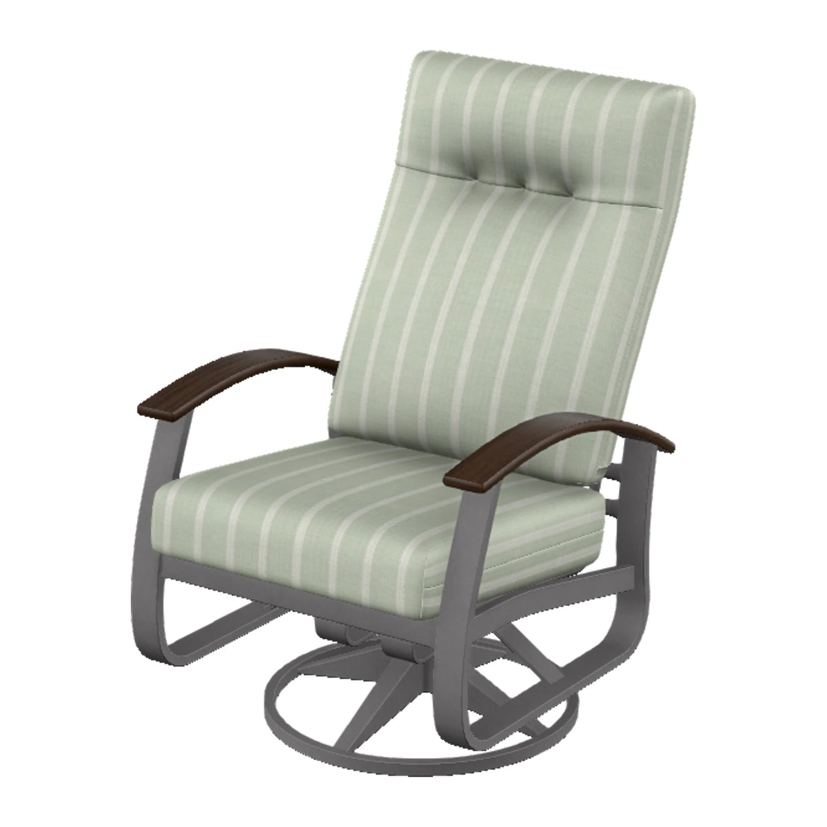 Belle Isle Cushion Supreme Height Swivel Rocker — Graphite Txt PC / Chestnut Accents