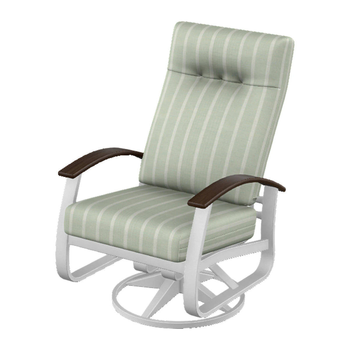 Belle Isle Cushion Supreme Height Swivel Rocker — White Txt PC / Chestnut Accents