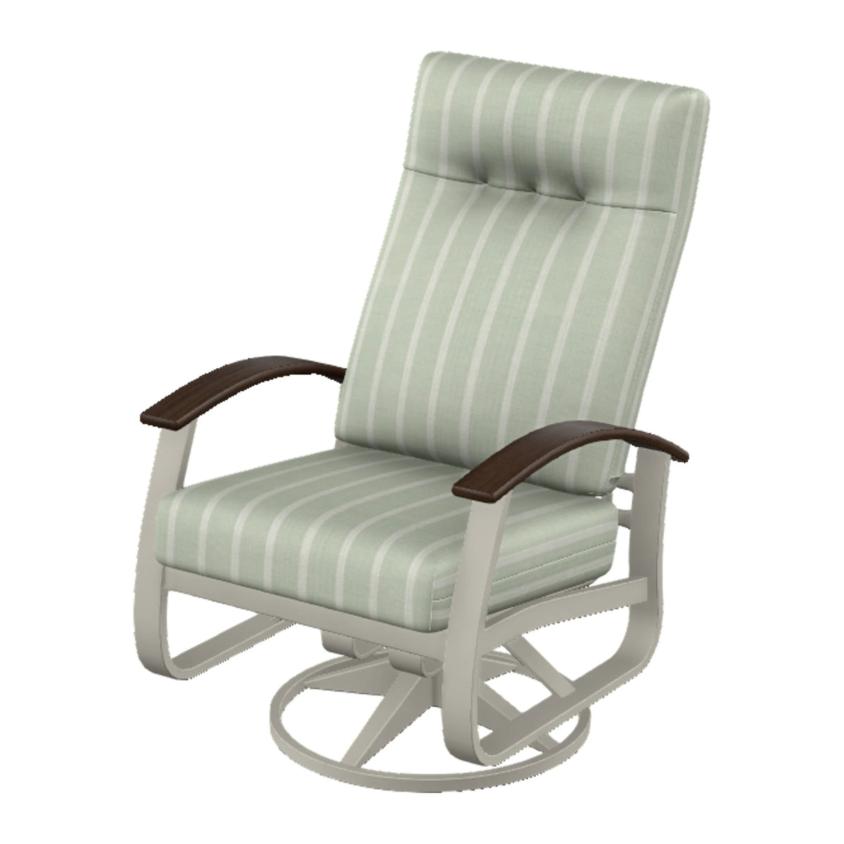 Belle Isle Cushion Supreme Height Swivel Rocker — Warm Grey PC / Chestnut Accents