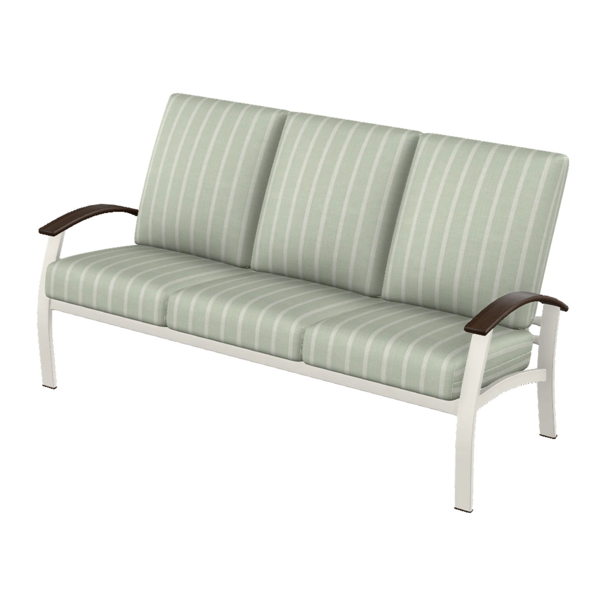 Belle Isle Cushion Sofa — Snow PC / Chestnut Accents