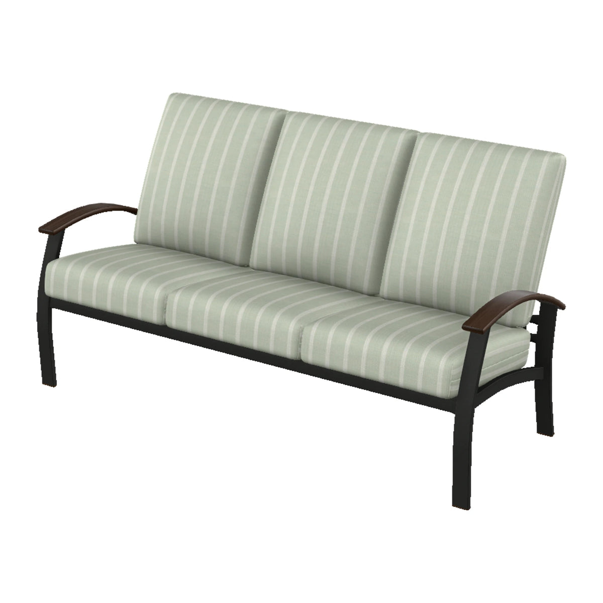 Belle Isle Cushion Sofa — Black PC / Chestnut Accents