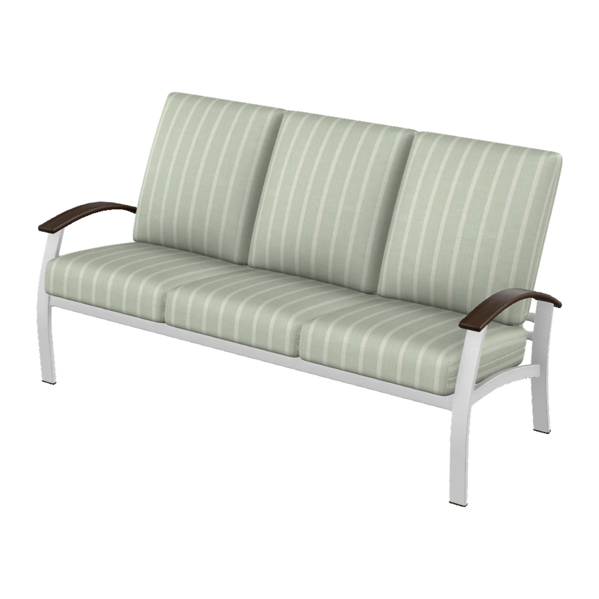 Belle Isle Cushion Sofa — White Txt PC / Chestnut Accents