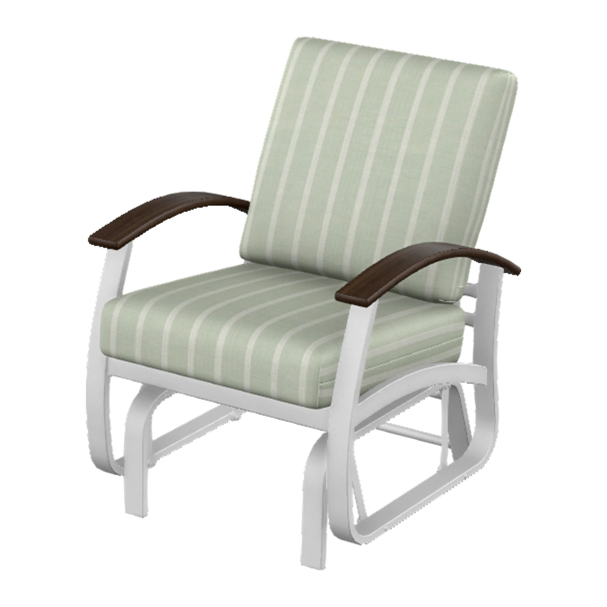 Belle Isle Cushion Single-Seat Glider — White Txt PC / Chestnut Accents