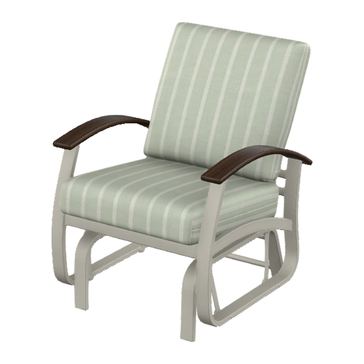 Belle Isle Cushion Single-Seat Glider — Warm Grey PC / Chestnut Accents
