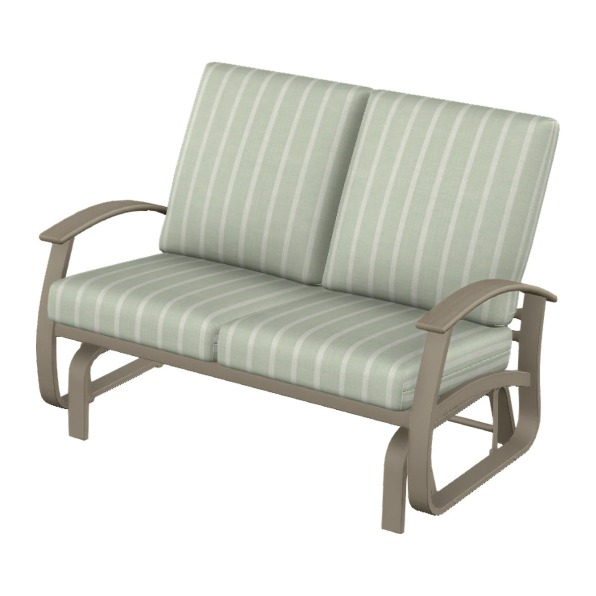 Belle Isle Cushion Loveseat Glider — Storm PC / Weathered Wood Accent