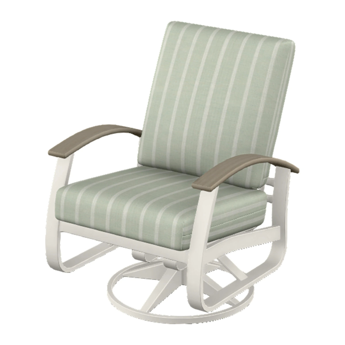 Belle Isle Cushion Swivel Rocker — Snow PC / Weathered Wood Accent