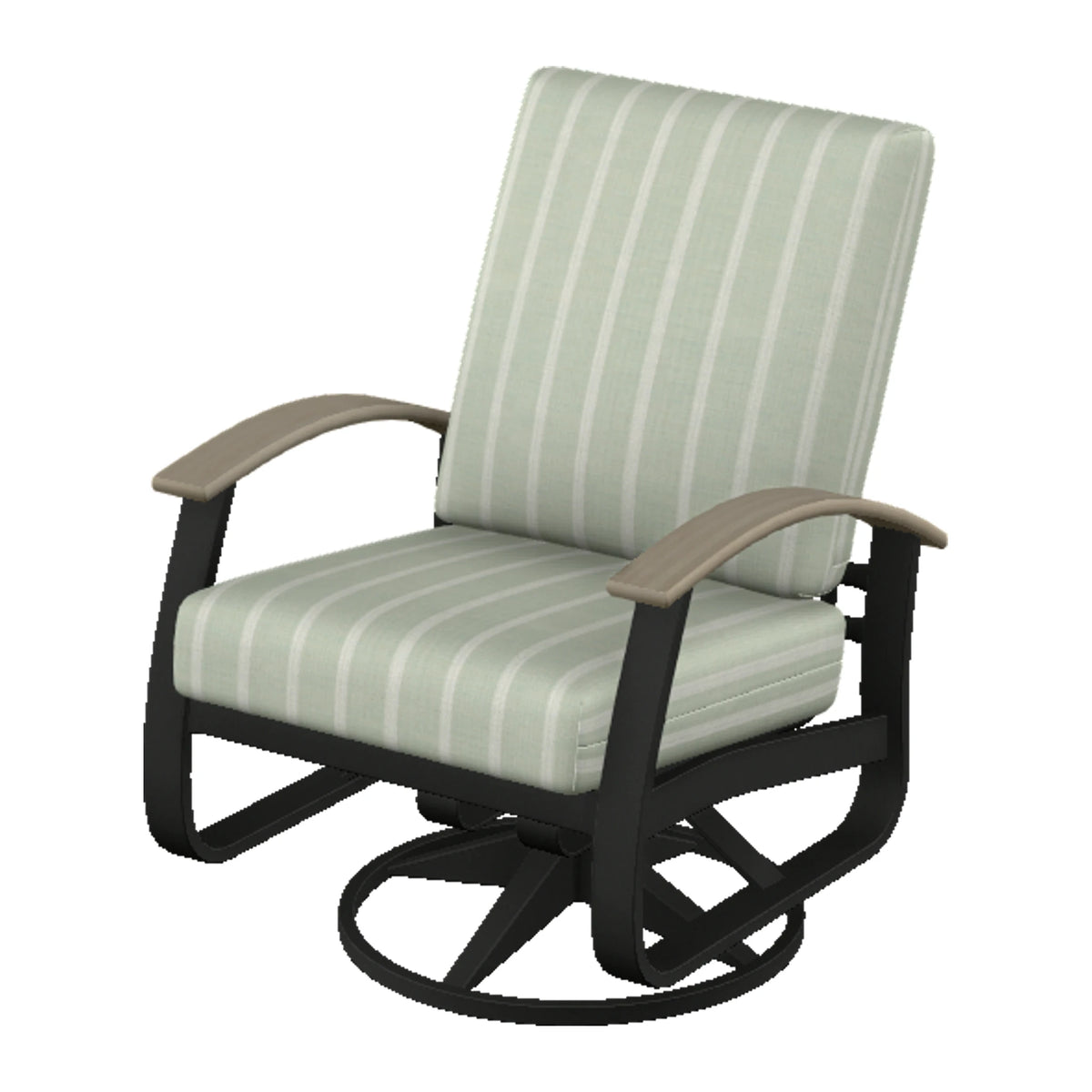 Belle Isle Cushion Swivel Rocker — Black PC / Weathered Wood Accent