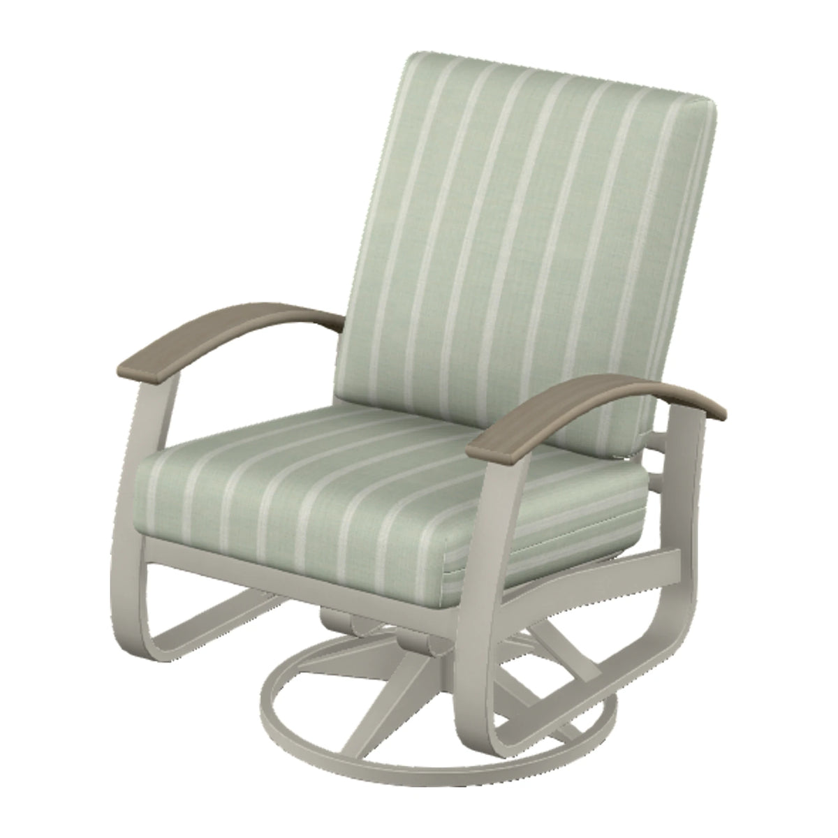 Belle Isle Cushion Swivel Rocker — Warm Grey PC / Weathered Wood Accent