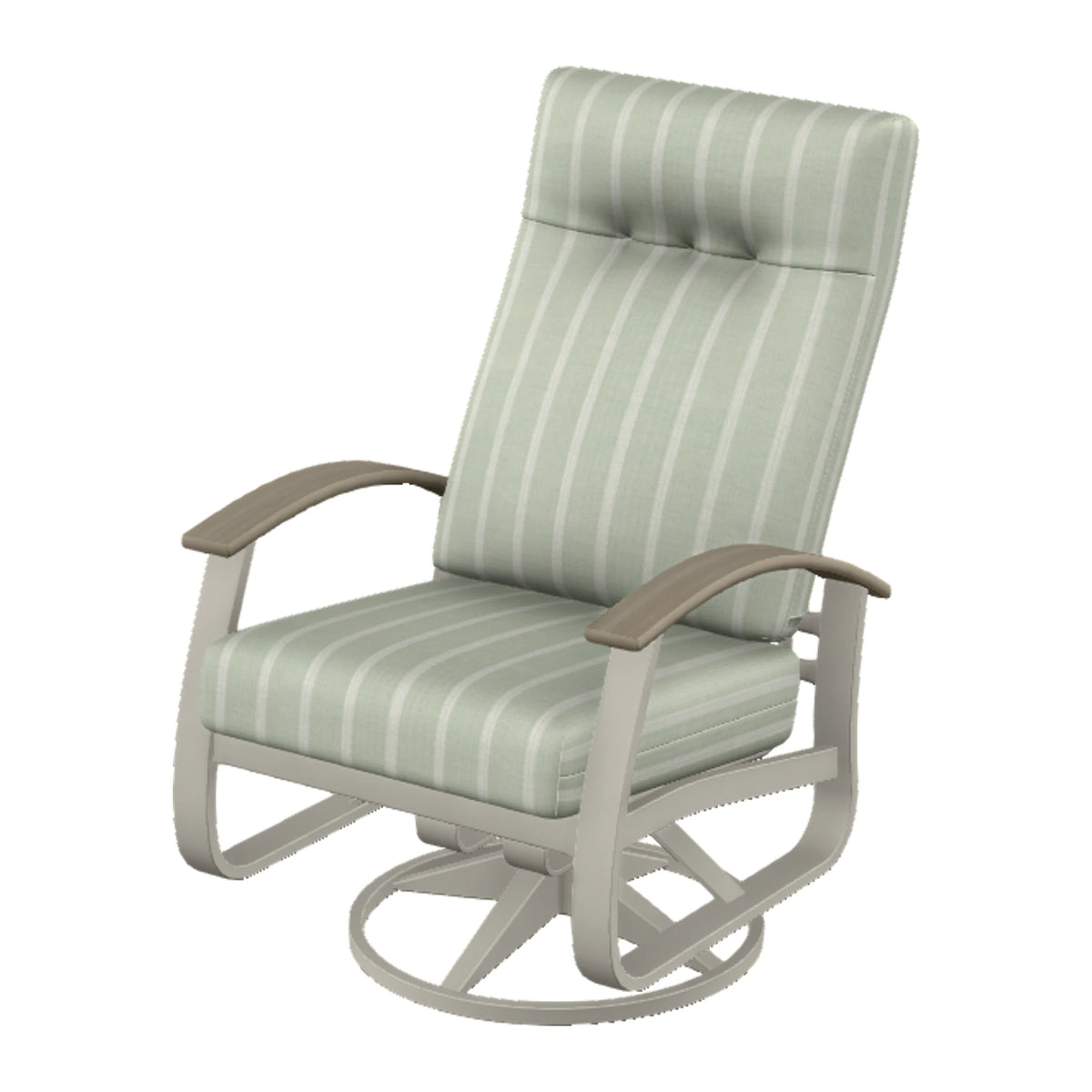 Belle Isle Cushion Supreme Height Swivel Rocker — Warm Grey PC / Weathered Wood Accent