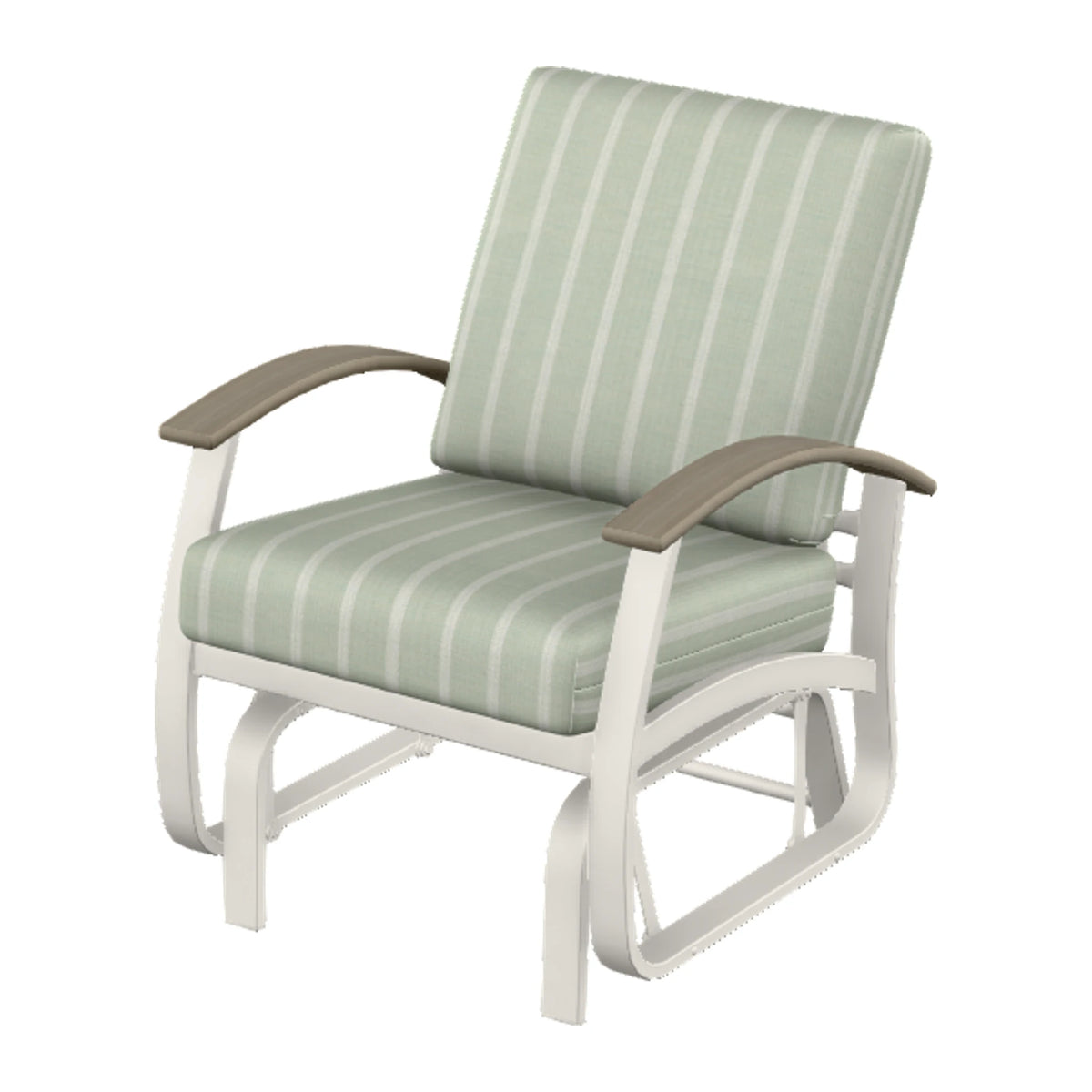 Belle Isle Cushion Single-Seat Glider — Snow PC / Weathered Wood Accent