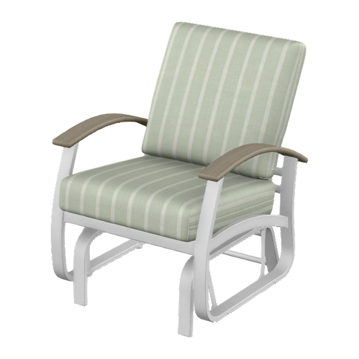 Belle Isle Cushion Single-Seat Glider — White Txt PC / Weathered Wood Accent
