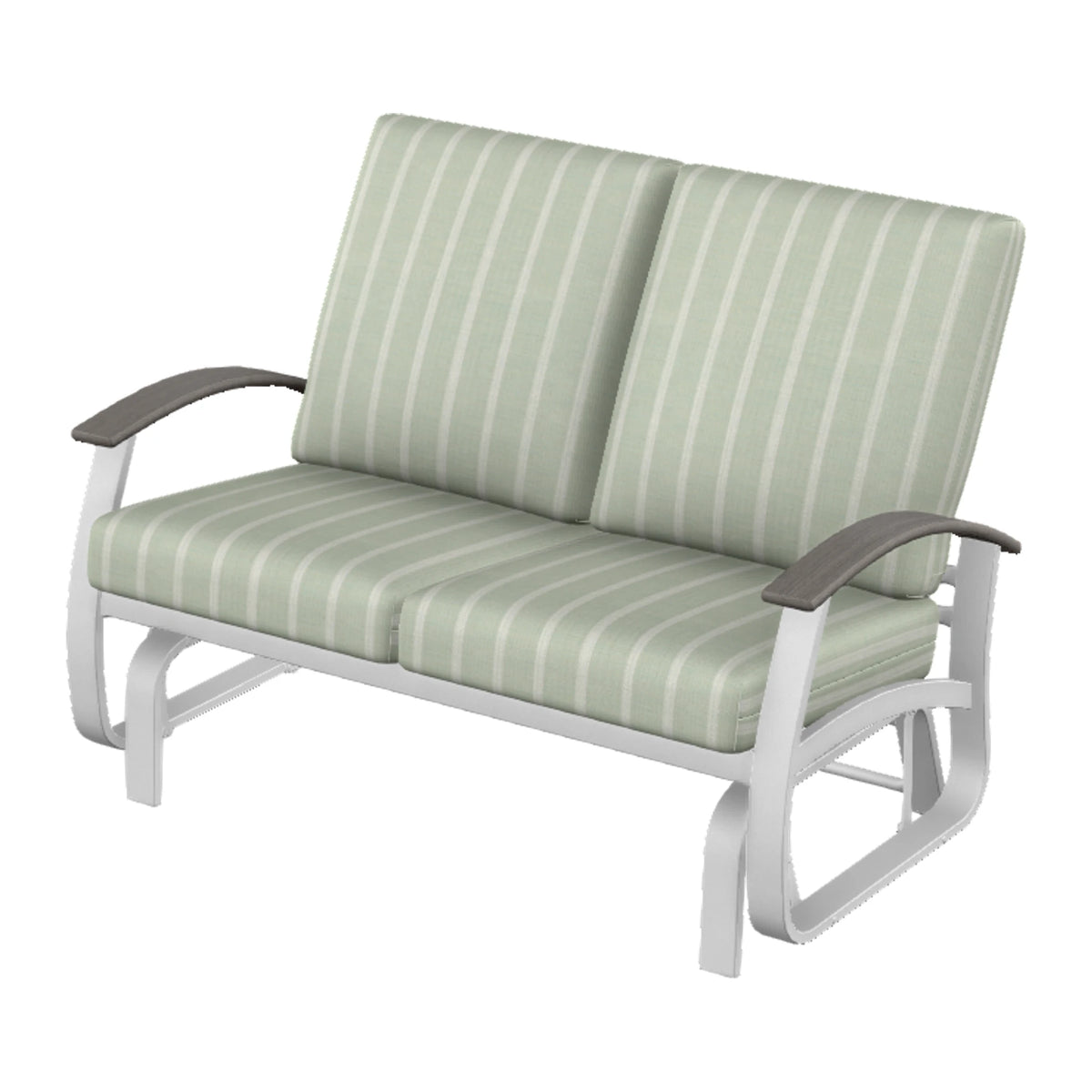 Belle Isle Cushion Loveseat Glider — White Txt PC / Boardwalk Accents