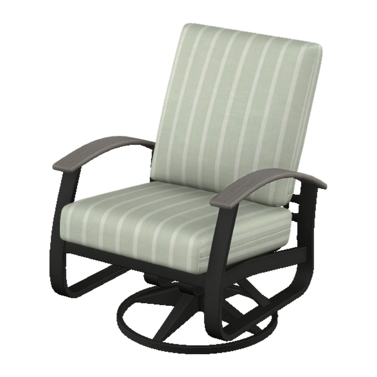 Belle Isle Cushion Swivel Rocker — Black PC / Boardwalk Accents