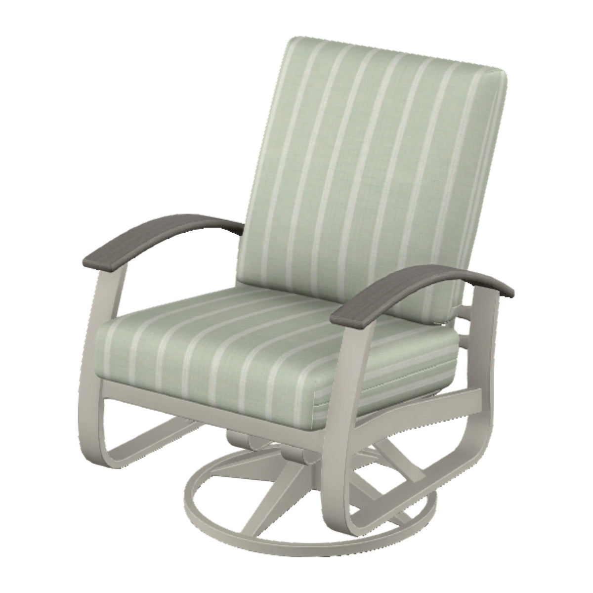 Belle Isle Cushion Swivel Rocker — Warm Grey PC / Boardwalk Accents