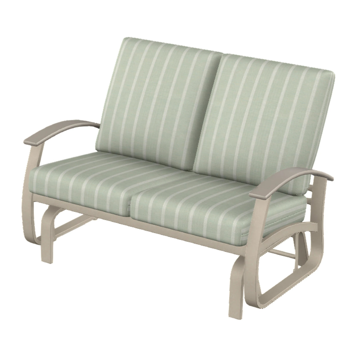 Belle Isle Cushion Loveseat Glider — Desert Sand PC / Warm Grey Accents