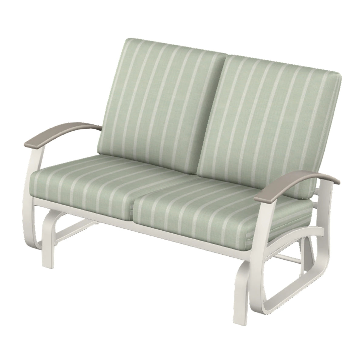 Belle Isle Cushion Loveseat Glider — Snow PC / Warm Grey Accents