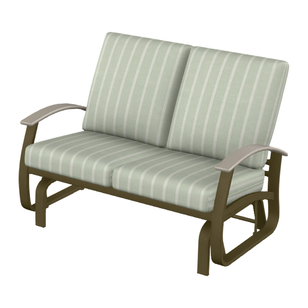 Belle Isle Cushion Loveseat Glider — Beachwood PC / Warm Grey Accents