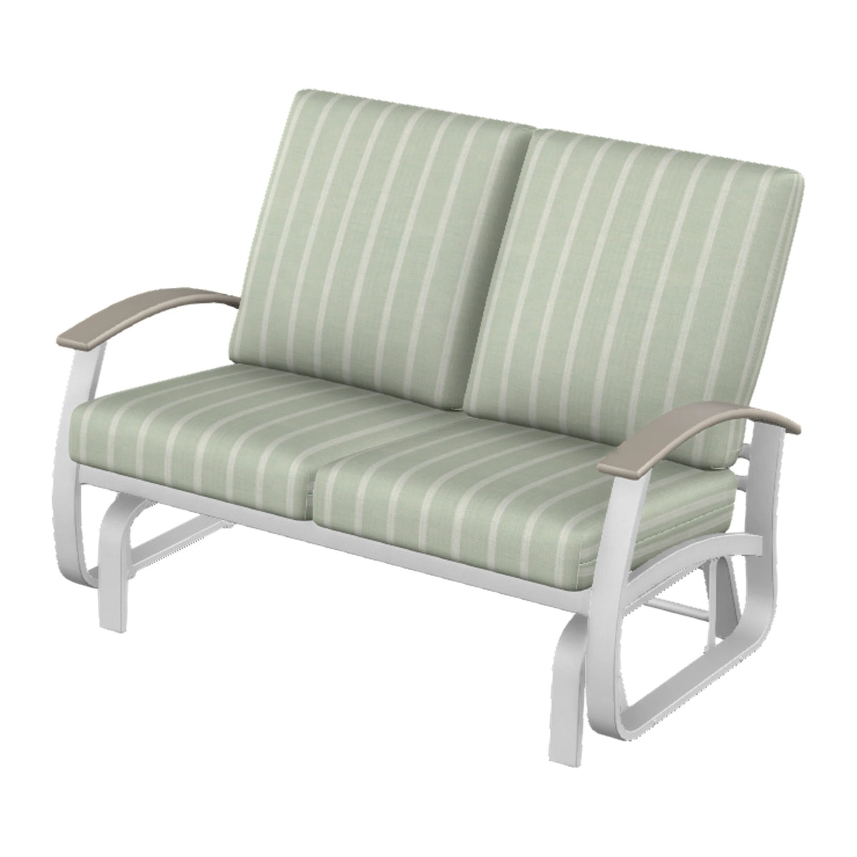 Belle Isle Cushion Loveseat Glider — White Txt PC / Warm Grey Accents