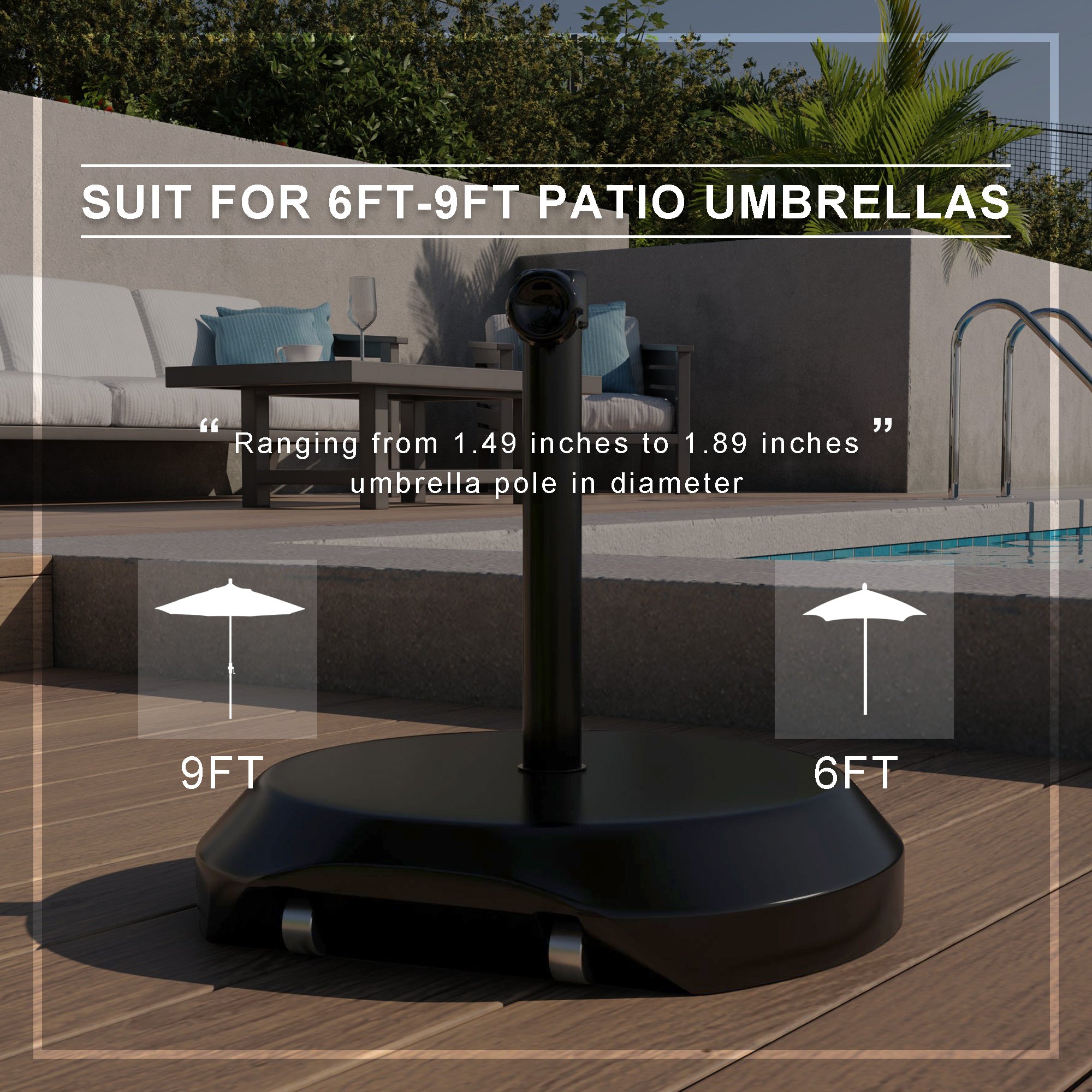 75 lb patio umbrella base California Umbrella 75LBS Umbrella Base with Steel Cover with Concrete Black