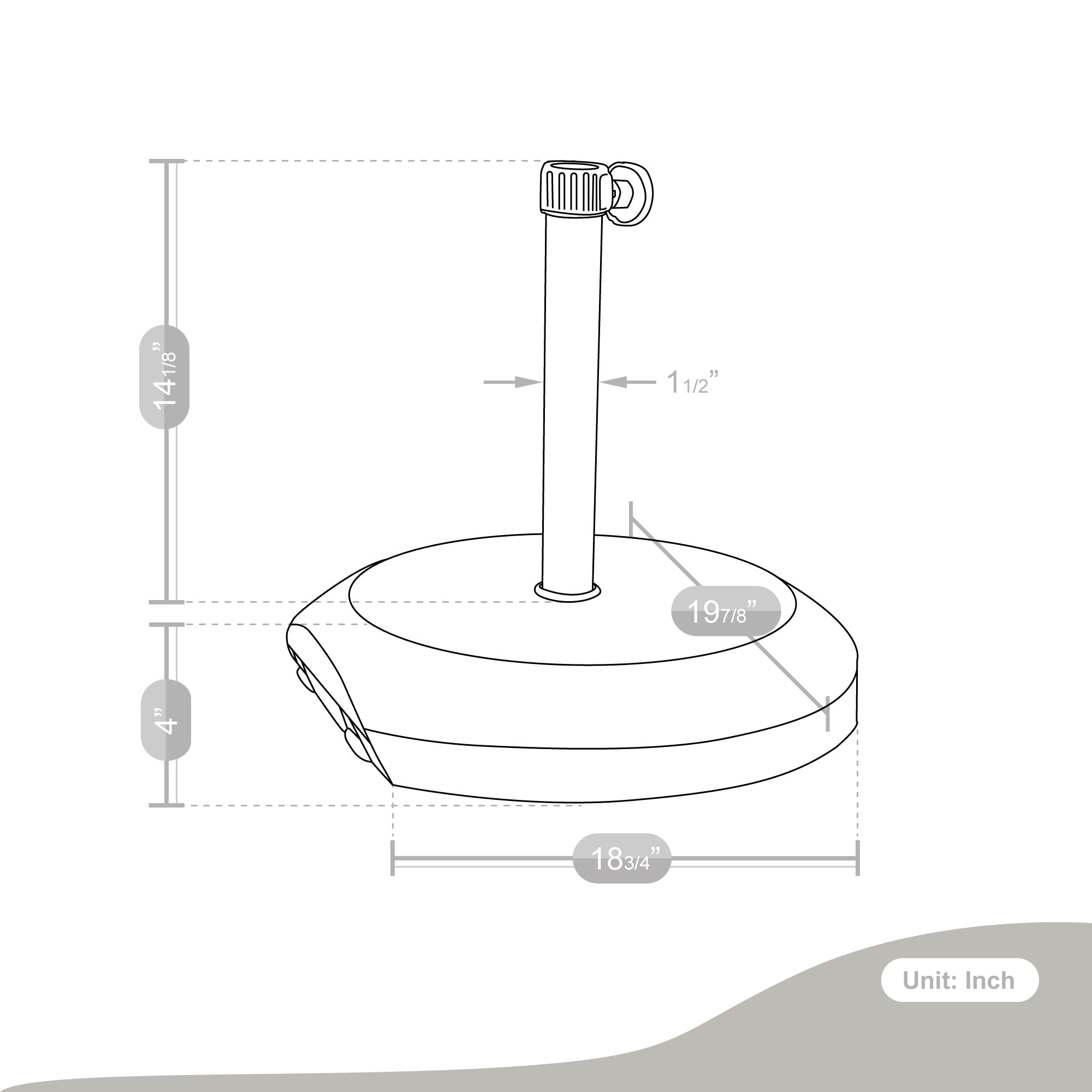 Patio Umbrella 75 LBS Stand With Concrete Filing