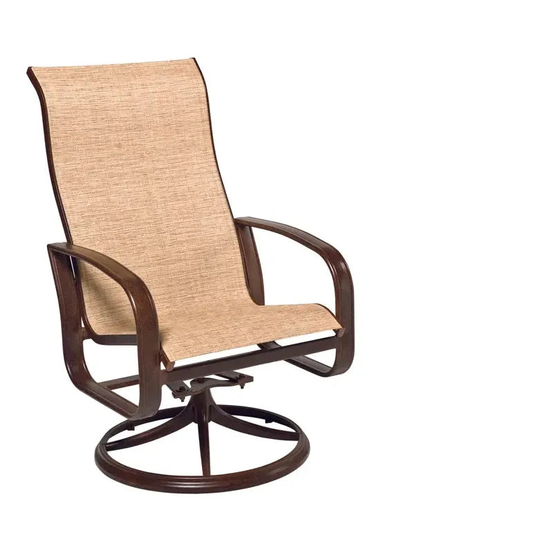 Cayman Isle Sling High Back Swivel Rocking Dining Arm Chair