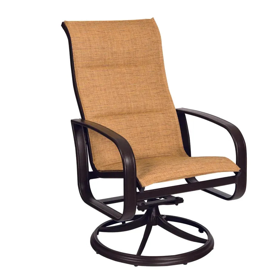 Cayman Isle Padded Sling High Back Swivel Rocking Dining Arm Chair