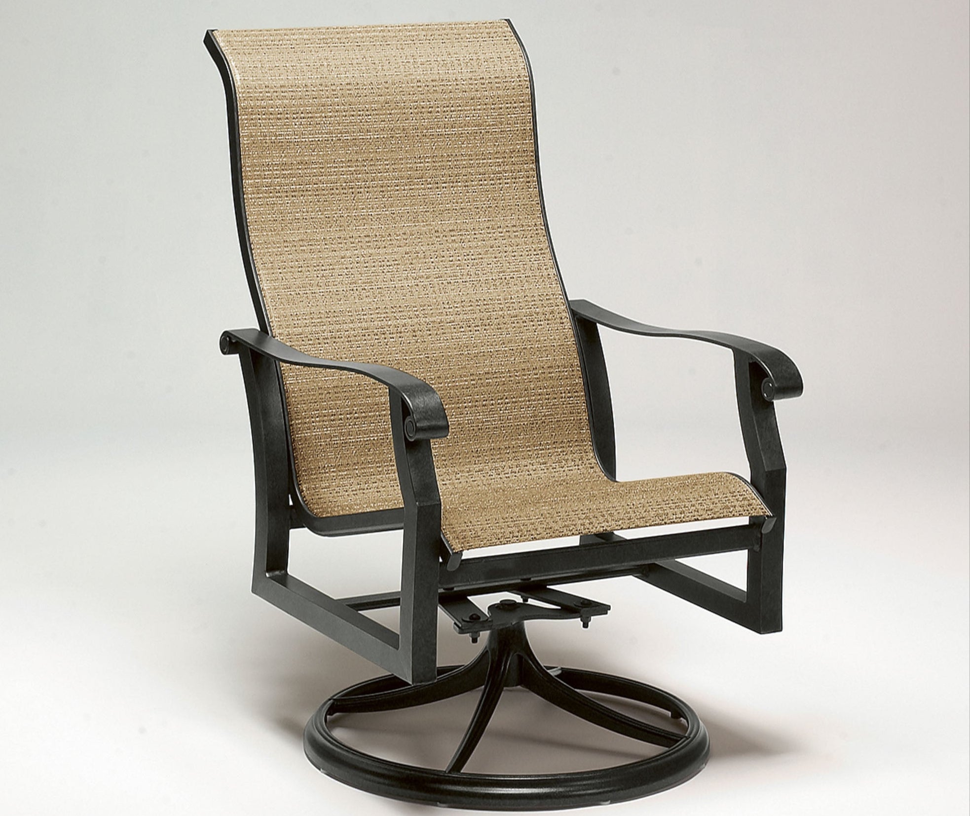 Cortland Sling High Back Swivel Rocking Dining Arm Chair