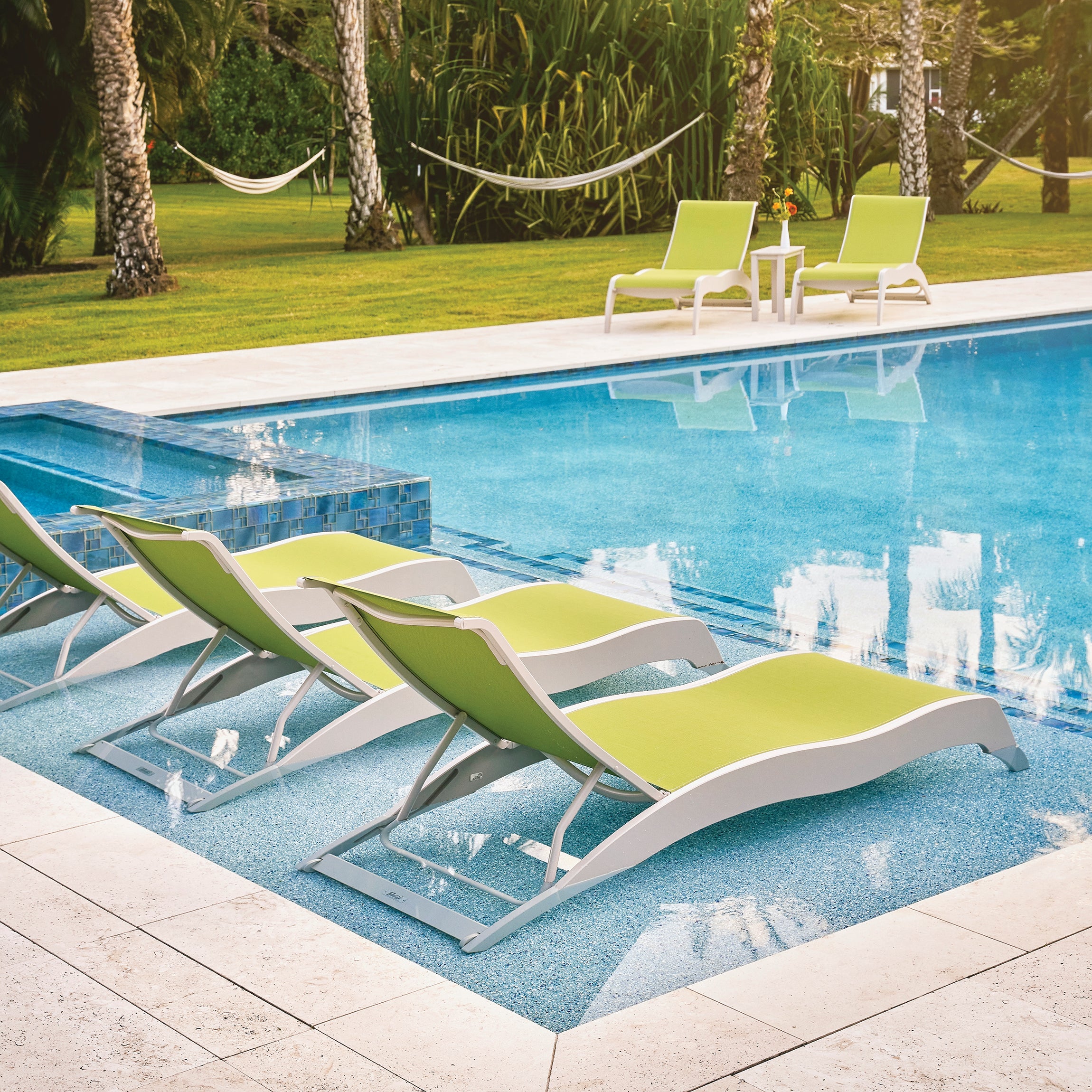 Telescope Casual Dune Sling Armless Chaise w/ Wheels