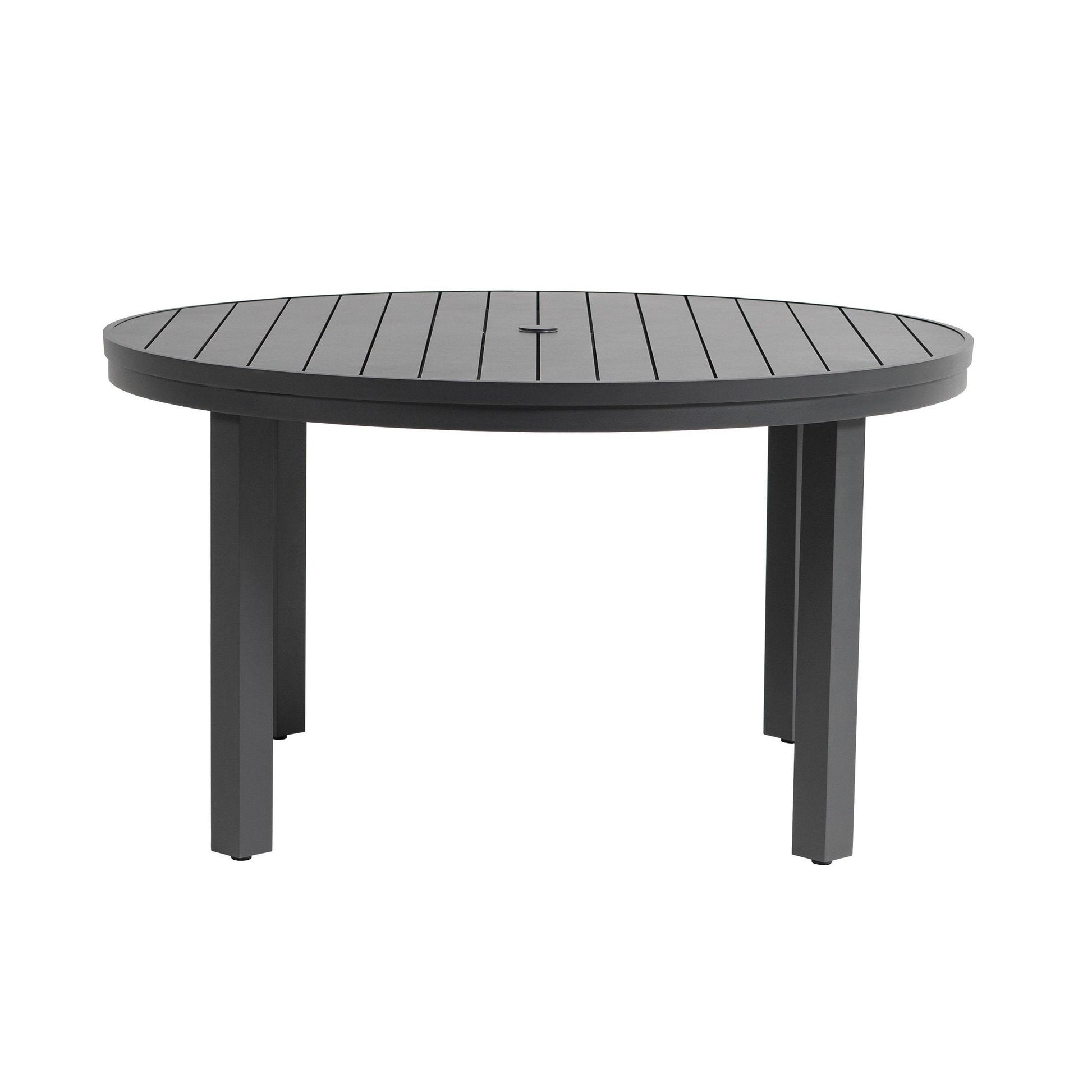 28 inch patio table with umbrella hole Nuu Garden 3 Piece Outdoor Swivel Bar Set Iron Bar Height Bar Chairs with Textilene Seats and even on sunny days Sunbury 54" Round Dining Table