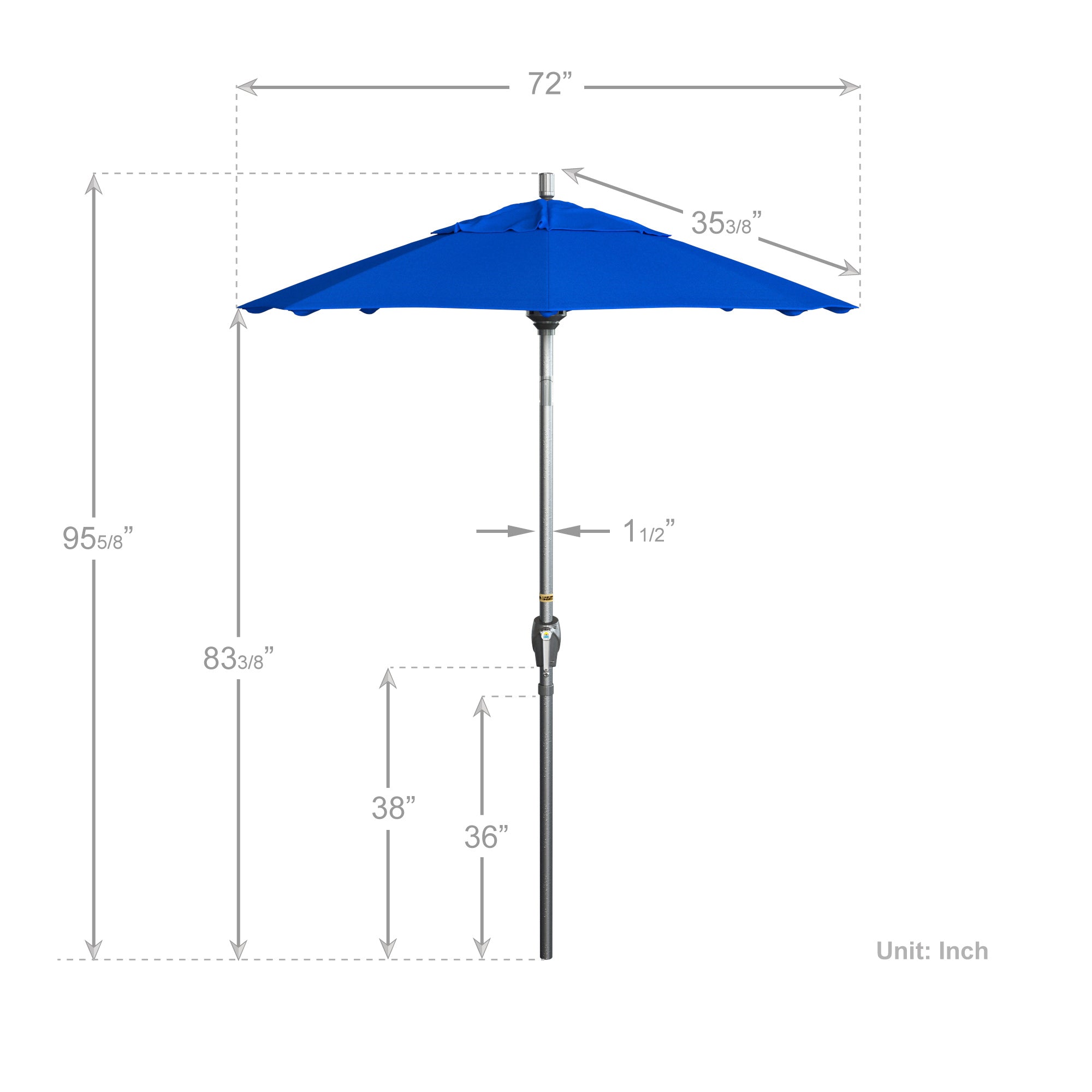 6' Pacific Trail Series Patio Umbrella - Sunbrella Fabric