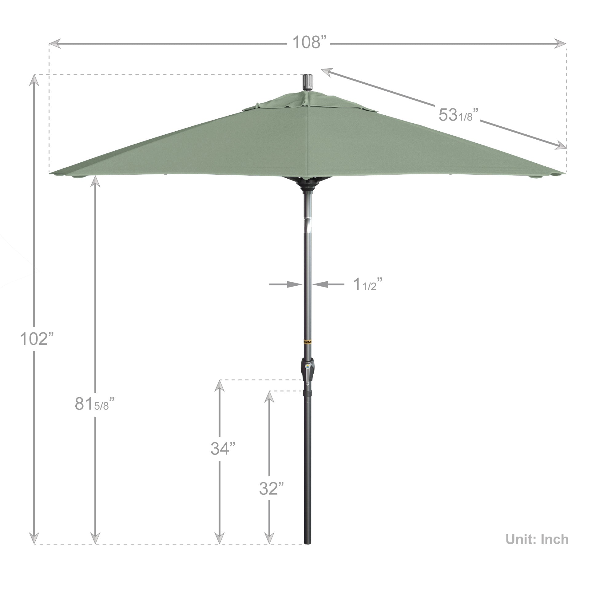 9' Pacific Trail Series Patio Umbrella - Sunbrella Fabric