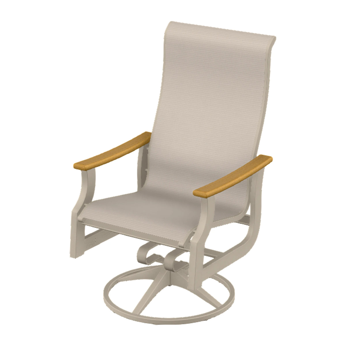 St. Catherine Sling Supreme Height Swivel Rocker — Desert Sand MGP / Teak Accents