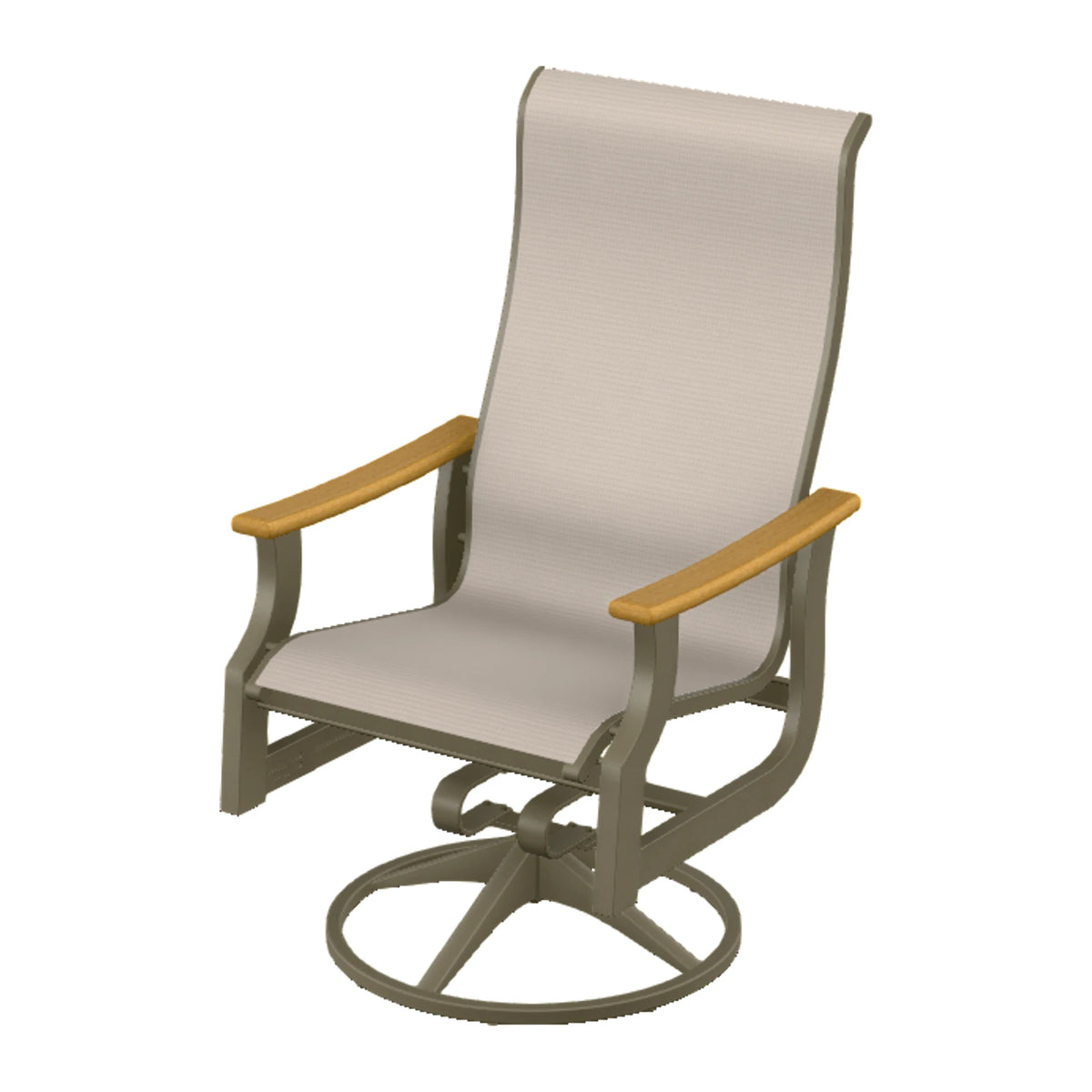 St. Catherine Sling Supreme Height Swivel Rocker — Beachwood MGP / Teak Accents
