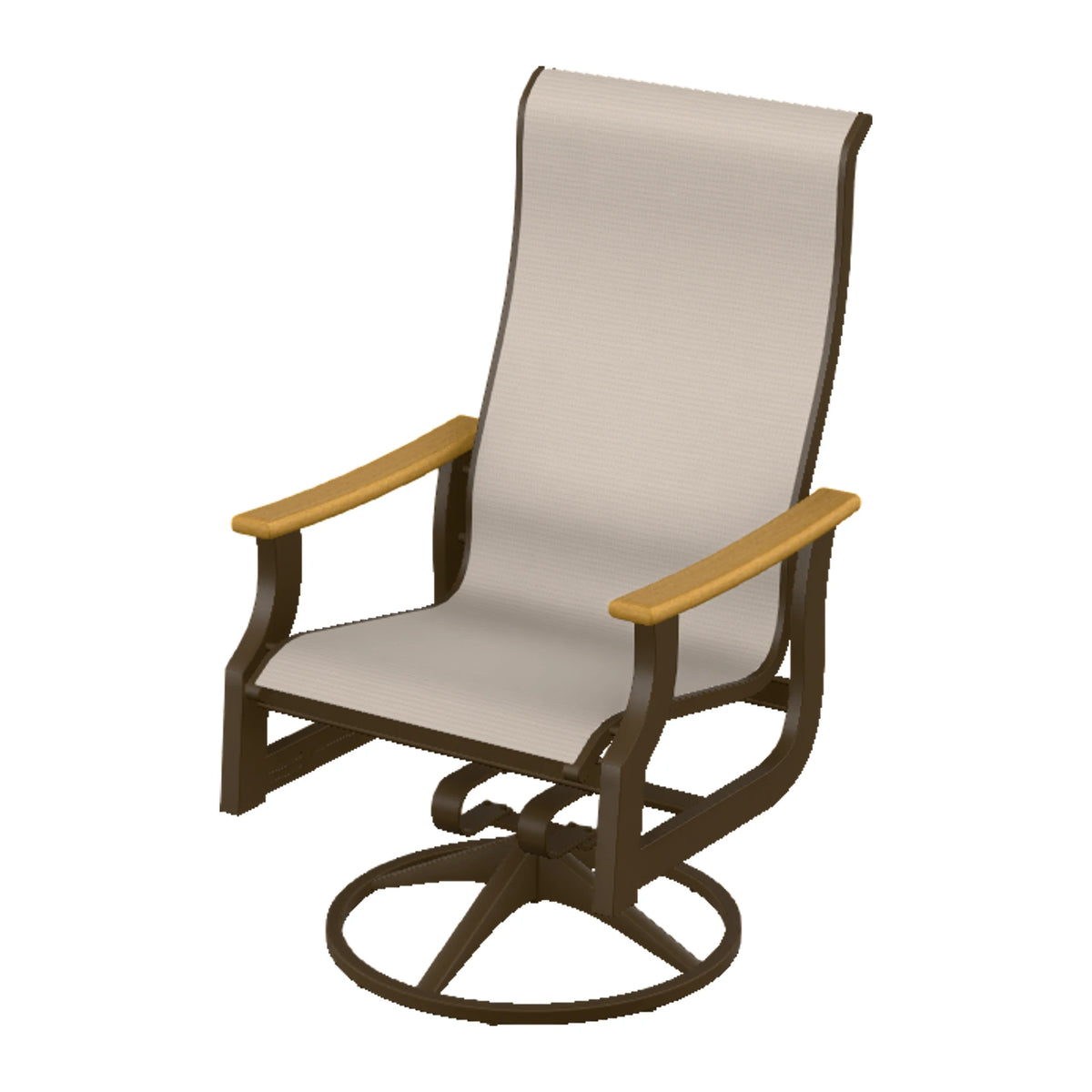 St. Catherine Sling Supreme Height Swivel Rocker — Kona MGP / Teak Accents