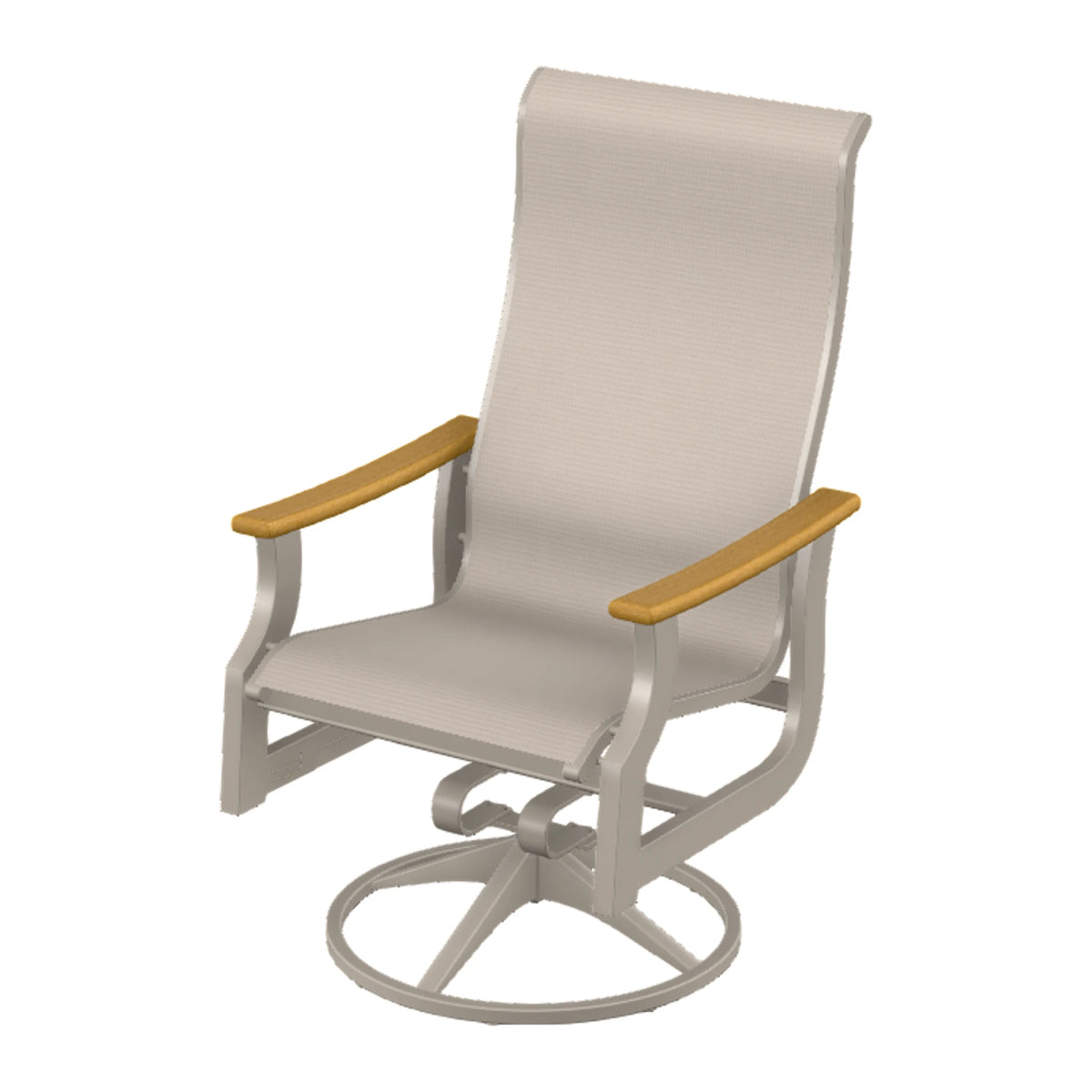 St. Catherine Sling Supreme Height Swivel Rocker — Warm Grey MGP / Teak Accents