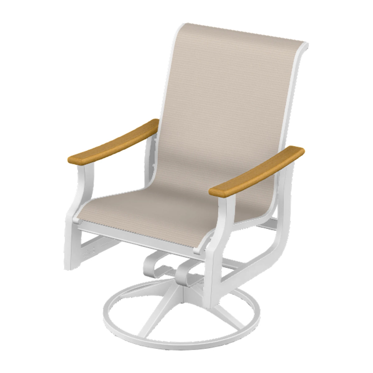 St. Catherine Sling Swivel Rocker — Snow MGP / Teak Accents