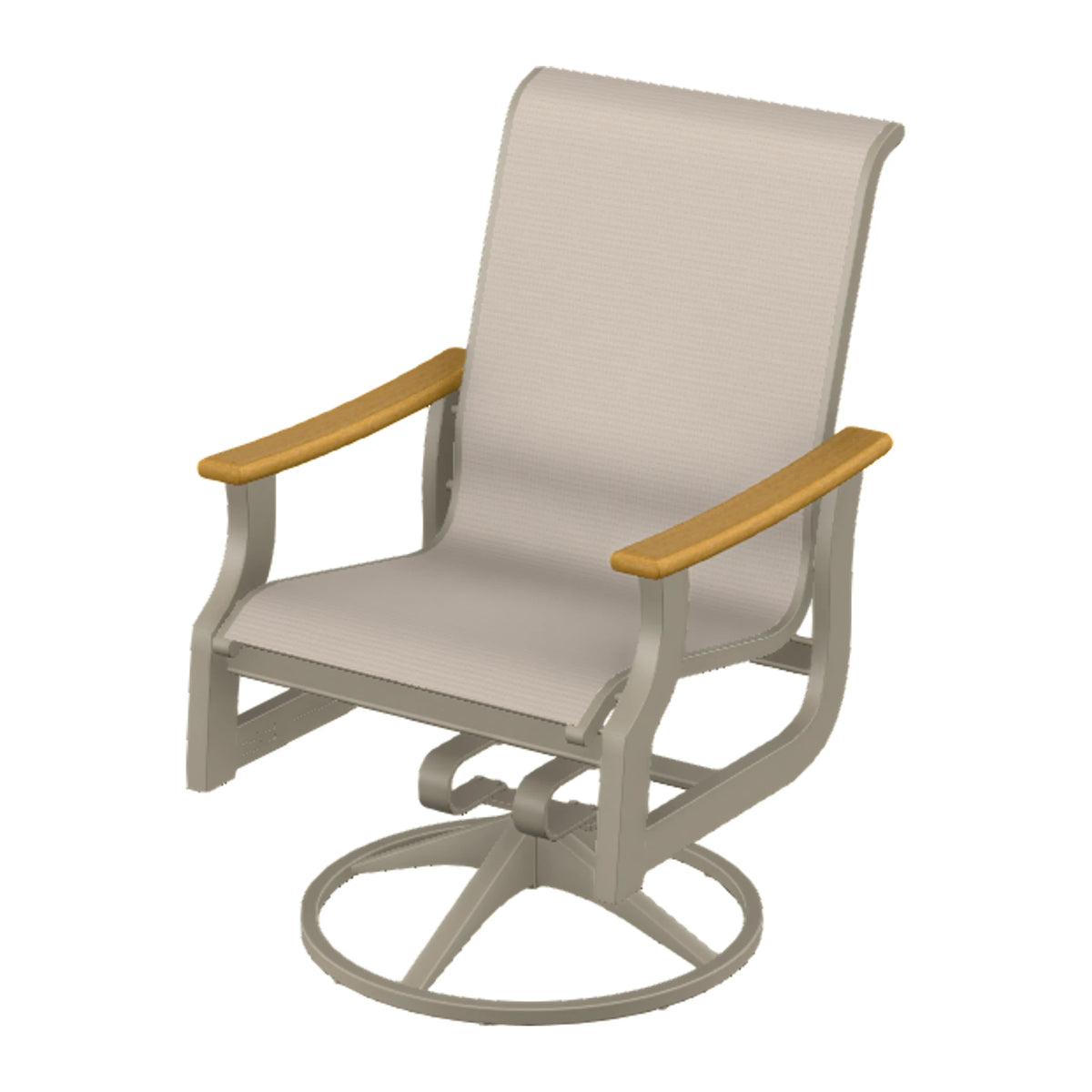 St. Catherine Sling Swivel Rocker — Storm MGP / Teak Accents