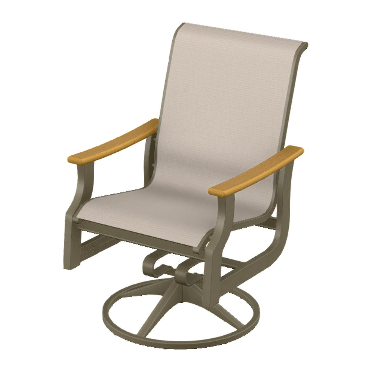 St. Catherine Sling Swivel Rocker — Beachwood MGP / Teak Accents